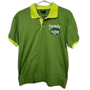 Retro Green Firewater Tavern NY Funky Men’s L Polo Bar Bowling Shirt MINTY